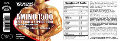 Photo of the Good 'N Natural Amino 1500 Free Form & Peptide Bond label