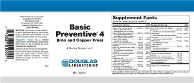 Photo of the Douglas Laboratories Basic Preventive 4 (Iron And Copper Free) label