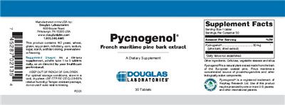 Photo of the Douglas Laboratories Pycnogenol French Maritime Pine Bark Extract label