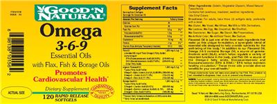 Photo of the Good 'N Natural Omega 3-6-9 Essential Oils With Flax, Fish & Borage Oils label