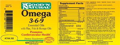 Photo of the Good 'N Natural Omega 3-6-9 Essential Oils with Flax, Fish & Borage Oils label