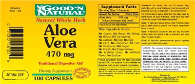 Photo of the Good 'N Natural Aloe Vera 470 mg label