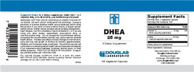 Photo of the Douglas Laboratories DHEA 25 mg label