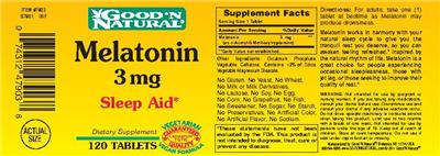 Photo of the Good 'N Natural Melatonin 3 mg label