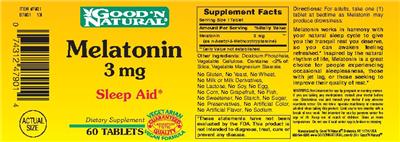 Photo of the Good 'N Natural Melatonin 3 mg label
