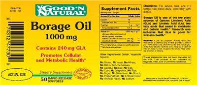 Photo of the Good 'N Natural Borage Oil 1000 mg label