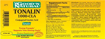 Photo of the Good 'N Natural Tonalin 1000-CLA Conjugated Linoleic Acid label