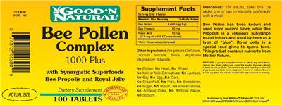 Photo of the Good 'N Natural Bee Pollen Complex 1000 Plus label