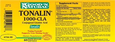 Photo of the Good 'N Natural Tonalin 1000-CLA Conjugated Linoleic Acid label