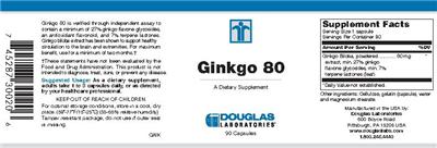 Photo of the Douglas Laboratories Ginkgo 80 label