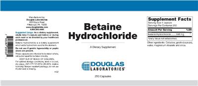 Photo of the Douglas Laboratories Betaine Hydrochloride label