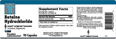 Photo of the Douglas Laboratories Betaine Hydrochloride label