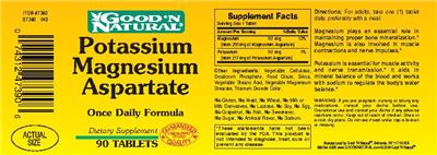 Photo of the Good 'N Natural Potassium Magnesium Aspartate label