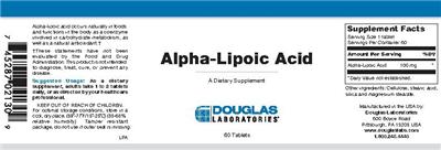 Photo of the Douglas Laboratories Alpha-Lipoic Acid label