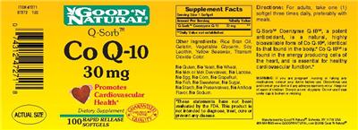 Photo of the Good 'N Natural Q-Sorb Co Q-10 30 mg label