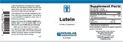 Photo of the Douglas Laboratories Lutein label