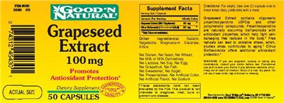 Photo of the Good 'N Natural Grapeseed Extract 100 mg label