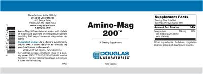 Photo of the Douglas Laboratories Amino-Mag 200 label