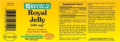 Photo of the Good 'N Natural Royal Jelly 500 mg label
