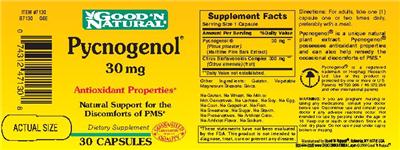 Photo of the Good 'N Natural Pycnogenol 30 mg label