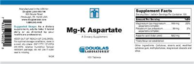 Photo of the Douglas Laboratories Mg-K Aspartate label