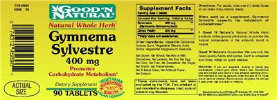 Photo of the Good 'N Natural Gymnema Sylvestre 400 mg label