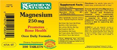 Photo of the Good 'N Natural Magnesium 250 mg label