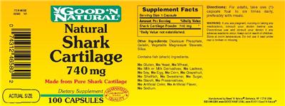 Photo of the Good 'N Natural Natural Shark Cartilage 740 mg label
