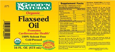 Photo of the Good 'N Natural Organic Flaxseed Oil label