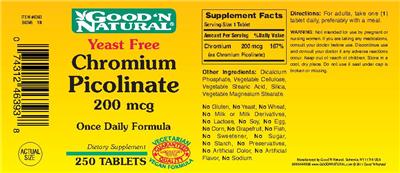 Photo of the Good 'N Natural Chromium Picolinate 200 mcg label