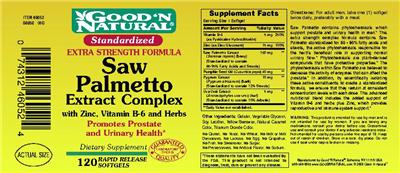Photo of the Good 'N Natural Extra Strength Saw Palmetto Extract Complex label
