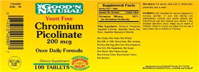 Photo of the Good 'N Natural Chromium Picolinate 200 mcg label
