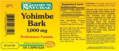 Yohimbe Bark 1,000 mg