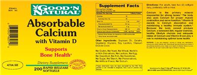 Photo of the Good 'N Natural Absorbable Calcium With Vitamin D label