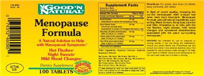 Photo of the Good 'N Natural Menopause Formula label