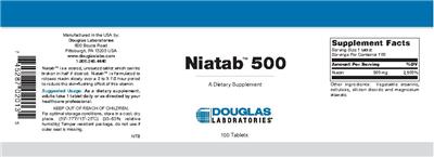 Photo of the Douglas Laboratories Niatab 500 label