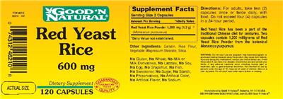 Photo of the Good 'N Natural Red Yeast Rice 600 mg label