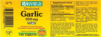 Photo of the Good 'N Natural Deodorized Garlic 300 mg label