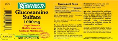 Photo of the Good 'N Natural Glucosamine Sulfate 1000 mg label