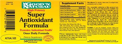 Photo of the Good 'N Natural High Potency Super Antioxidant Formula label