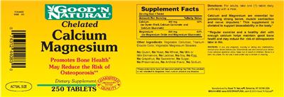 Photo of the Good 'N Natural Chelated Calcium Magnesium label
