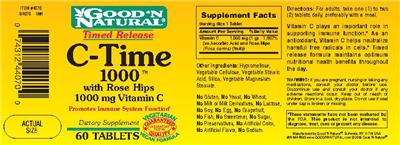 Photo of the Good 'N Natural Timed Release C-Time 1000 With Rose Hips 1000 mg Vitamin C label