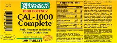 Photo of the Good 'N Natural High Potency CAL-1000 Complete label