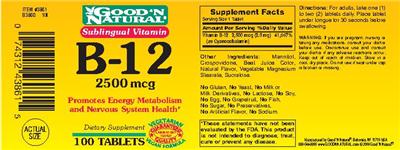 Photo of the Good 'N Natural B-12 2500 mcg label