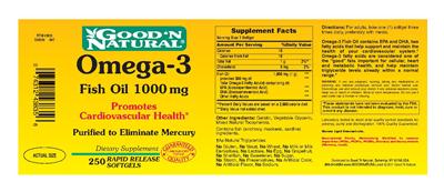 Photo of the Good 'N Natural Omega-3 Fish Oil 1000 mg label