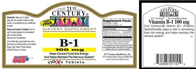 Photo of the 21st Century B-1 100 mg label