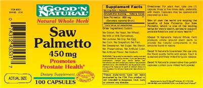 Photo of the Good 'N Natural Saw Palmetto 450 mg label