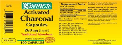 Activated Charcoal Capsules 260 mg (4 grain)