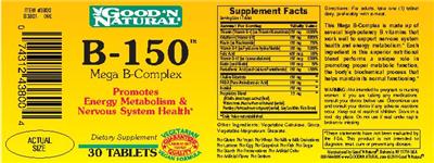Photo of the Good 'N Natural B-150 Mega B-Complex label
