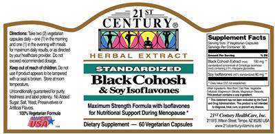 Photo of the 21st Century Black Cohosh & Soy Isoflavones label